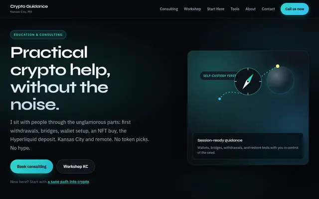 Homepage of Crypto Guidance